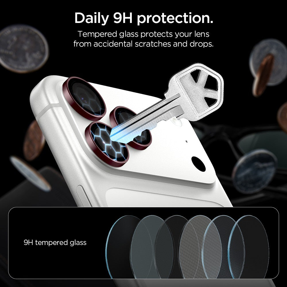 Spigen iPhone 18 Pro/18 Pro Max Kameran linssinsuojus Glas.tR EZ Fit Optik Pro 2-pack Tumma kirsikka