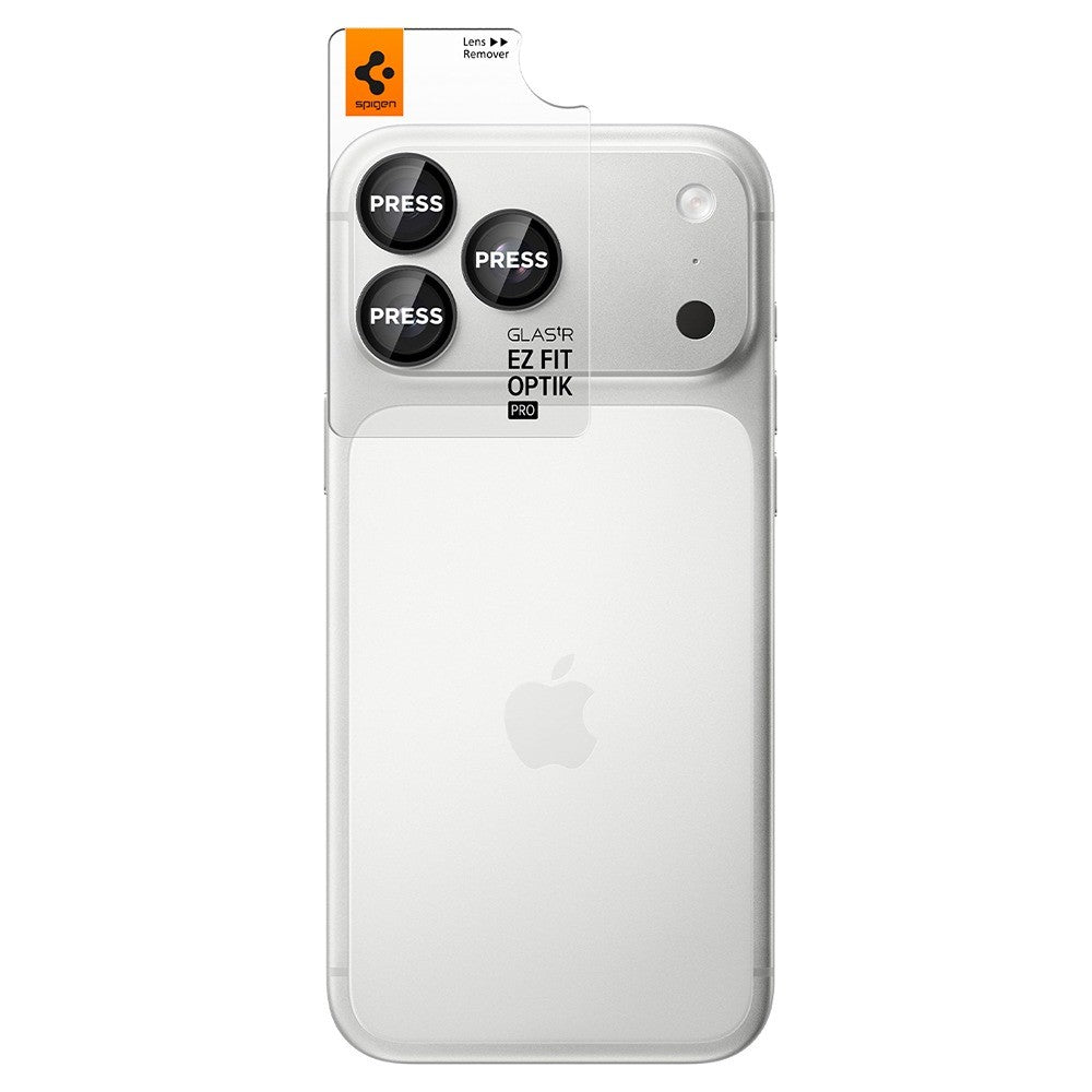 Spigen iPhone 18 Pro/18 Pro Max Kameran linssinsuojus Glas.tR EZ Fit Optik Pro 2-pack Tummanharmaa