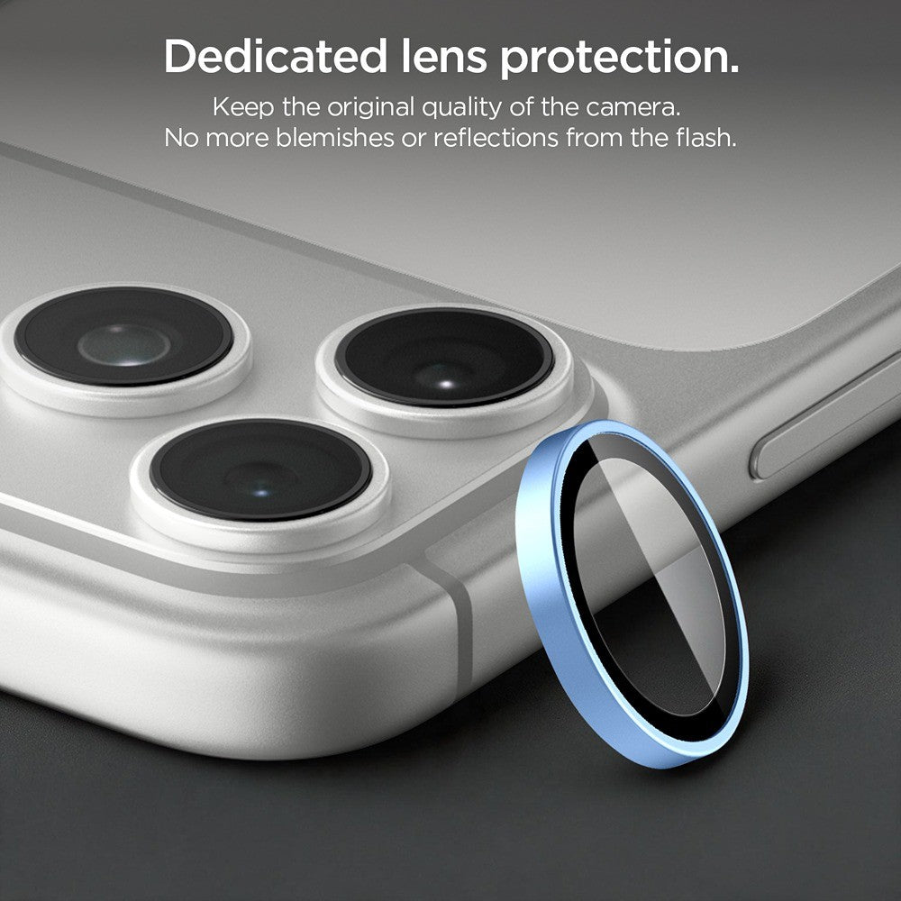 Spigen iPhone 18 Pro/18 Pro Max Kameran linssinsuojus Glas.tR EZ Fit Optik Pro 2-pack Vaaleansininen