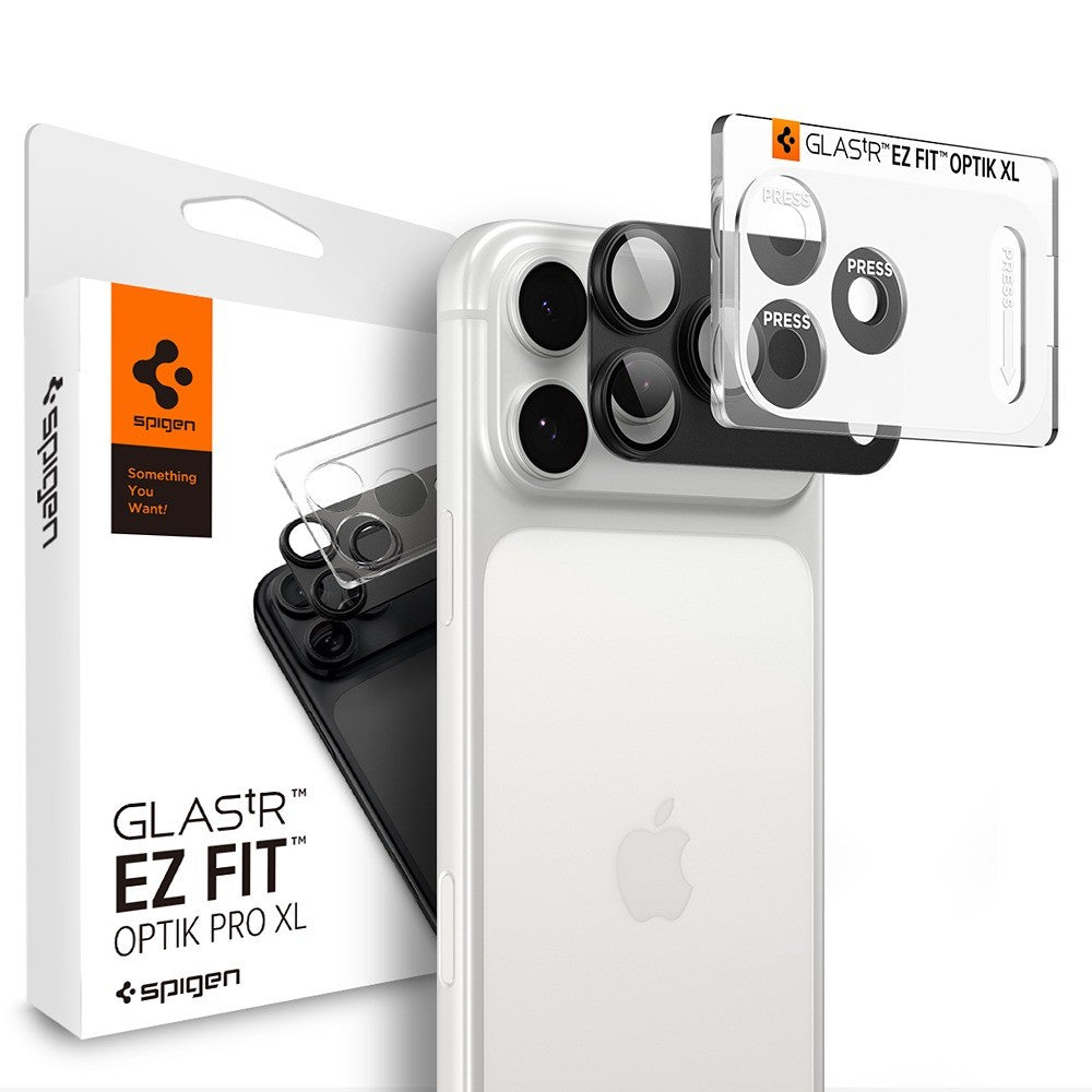 Spigen iPhone 18 Pro Max Kameran linssinsuojus Glas.tR EZ Fit Optik Pro XL Tummanharmaa