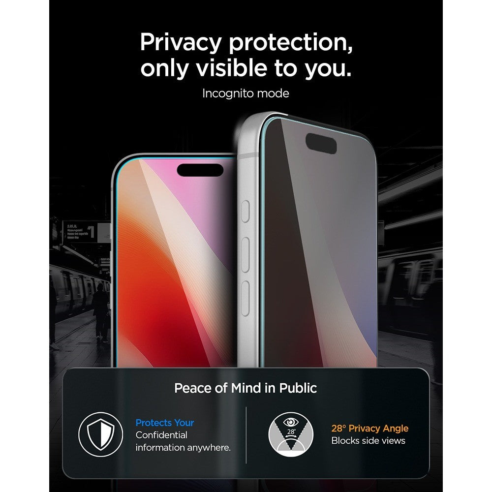 Spigen iPhone 18 Pro Näytönsuoja Glas.tR EZ Fit Pro Privacy