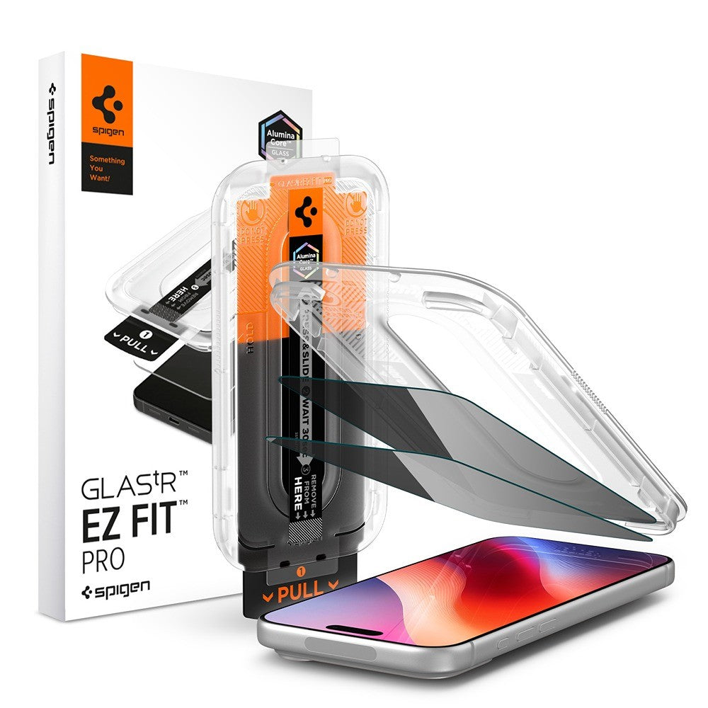 Spigen iPhone 18 Pro Näytönsuoja Glas.tR EZ Fit Pro Privacy 2-pack