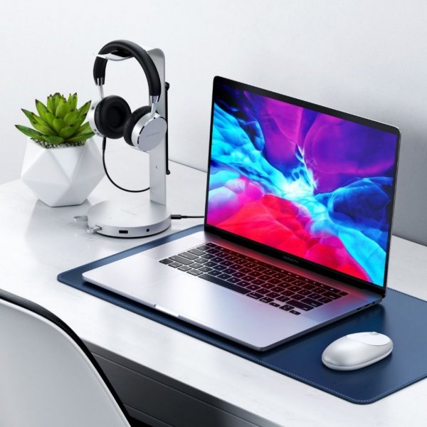 Satechi alumiininen kuuloketeline, jossa integroitu USB-keskitin, hopea