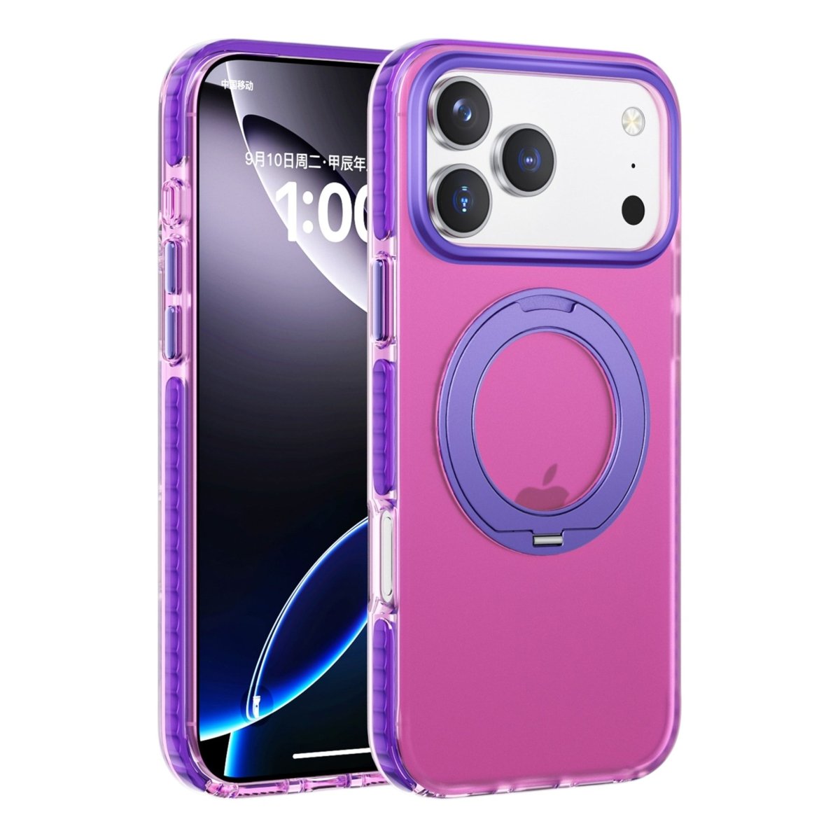 iPhone 17 Pro Kuori, kääntyvä jalusta, Vaaleanpunainen Violetti