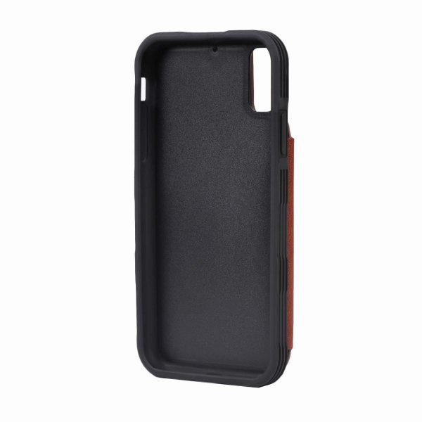 iPhone X/iPhone Xs Kuoret, taitettava korttipidike, ruskea