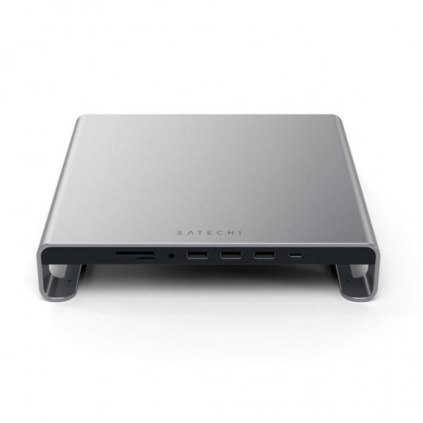 Satechi USB-C Aluminum Monitor Stand Hub for iMac, avaruusharmaa