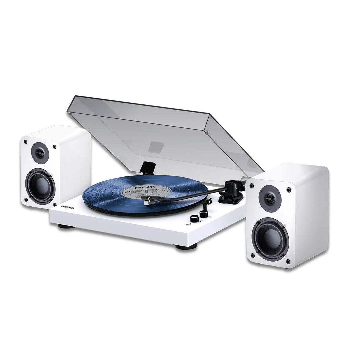Mixx System 5 Vinyylilevy Soitin Stereo ja Kaiutin Valkoinen