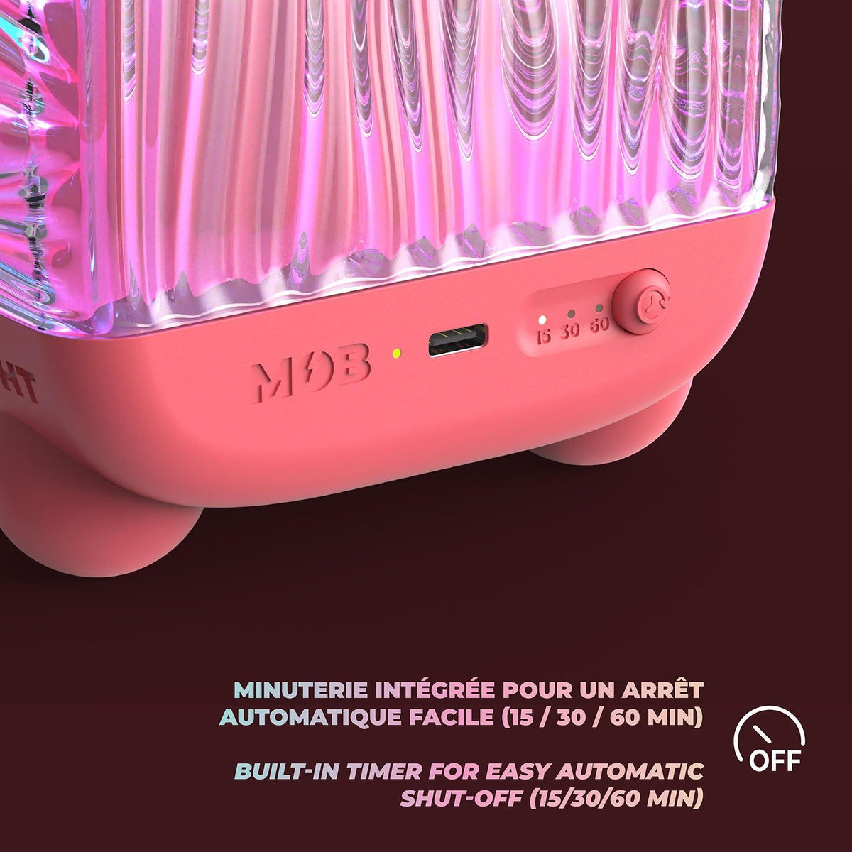 Mobility on Board Yölampu Ocean Wavy Light Coral Vaaleanpunainen