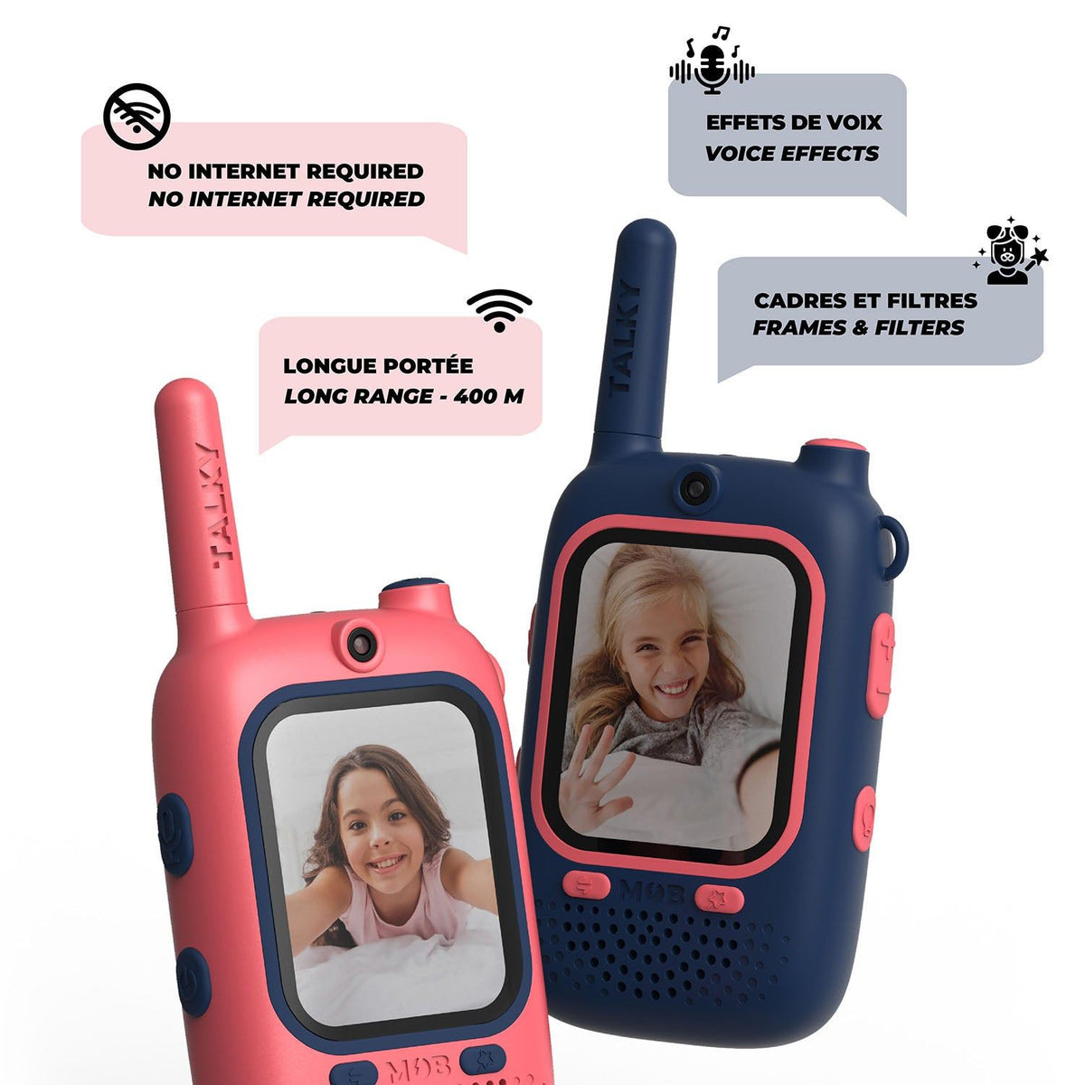 Mobility on Board Walkie Talkie Video Talky Cutie Sininen ja Vaaleanpunainen