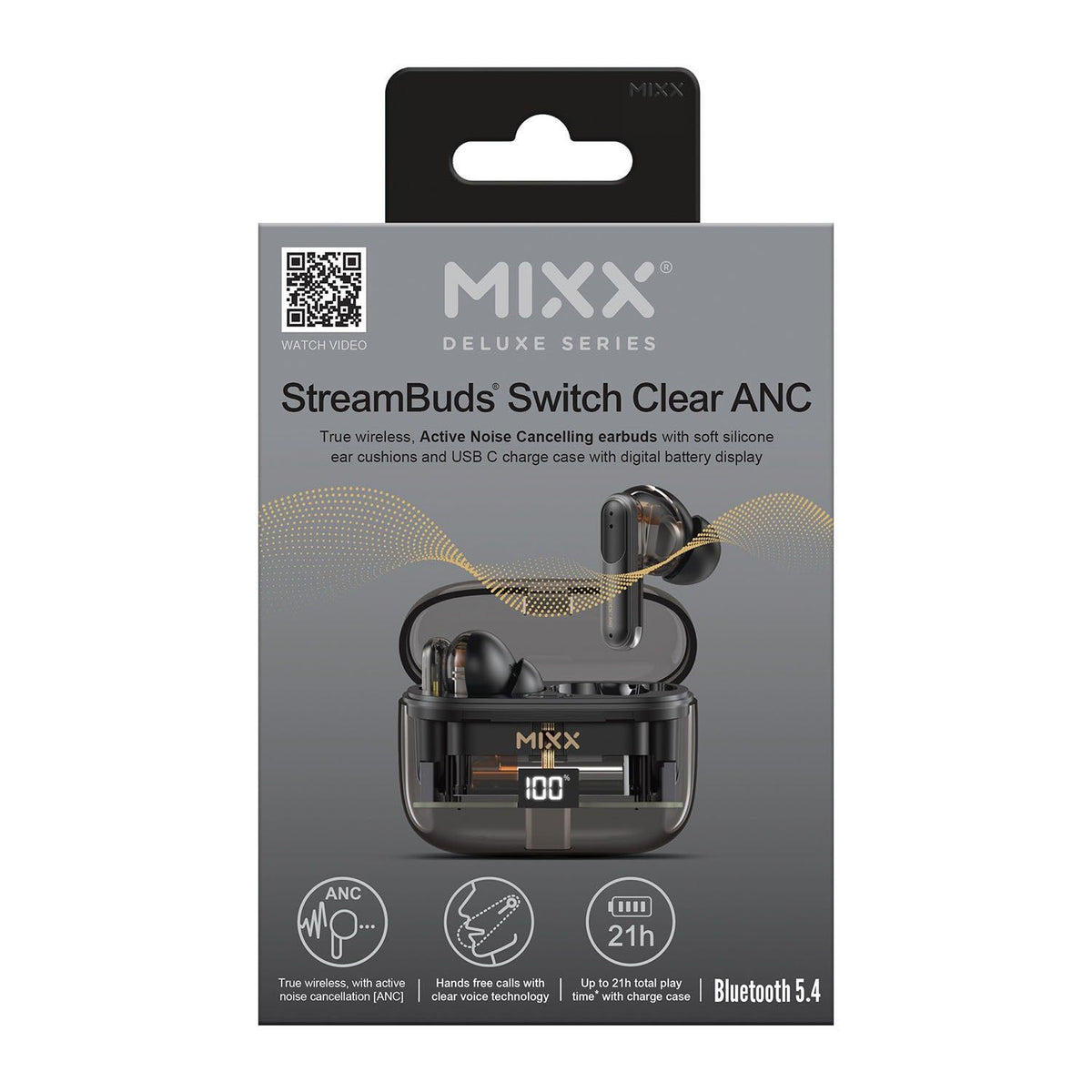 Mixx Trådlösa Kuulokkeet StreamBuds Switch Clear ANC Musta