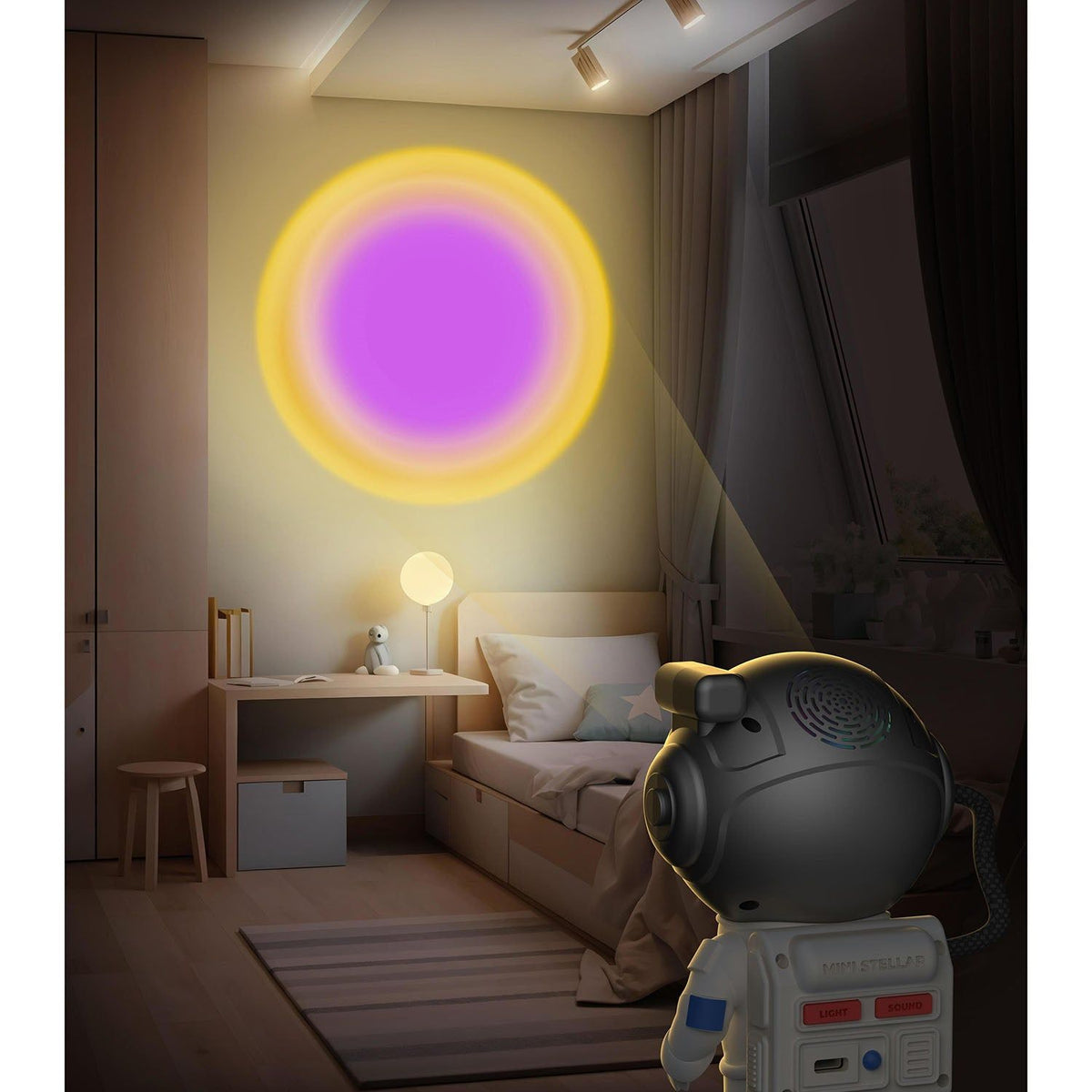 Mobility on Board Projektori Mini Stellar Light Space Valkoinen Astronaut