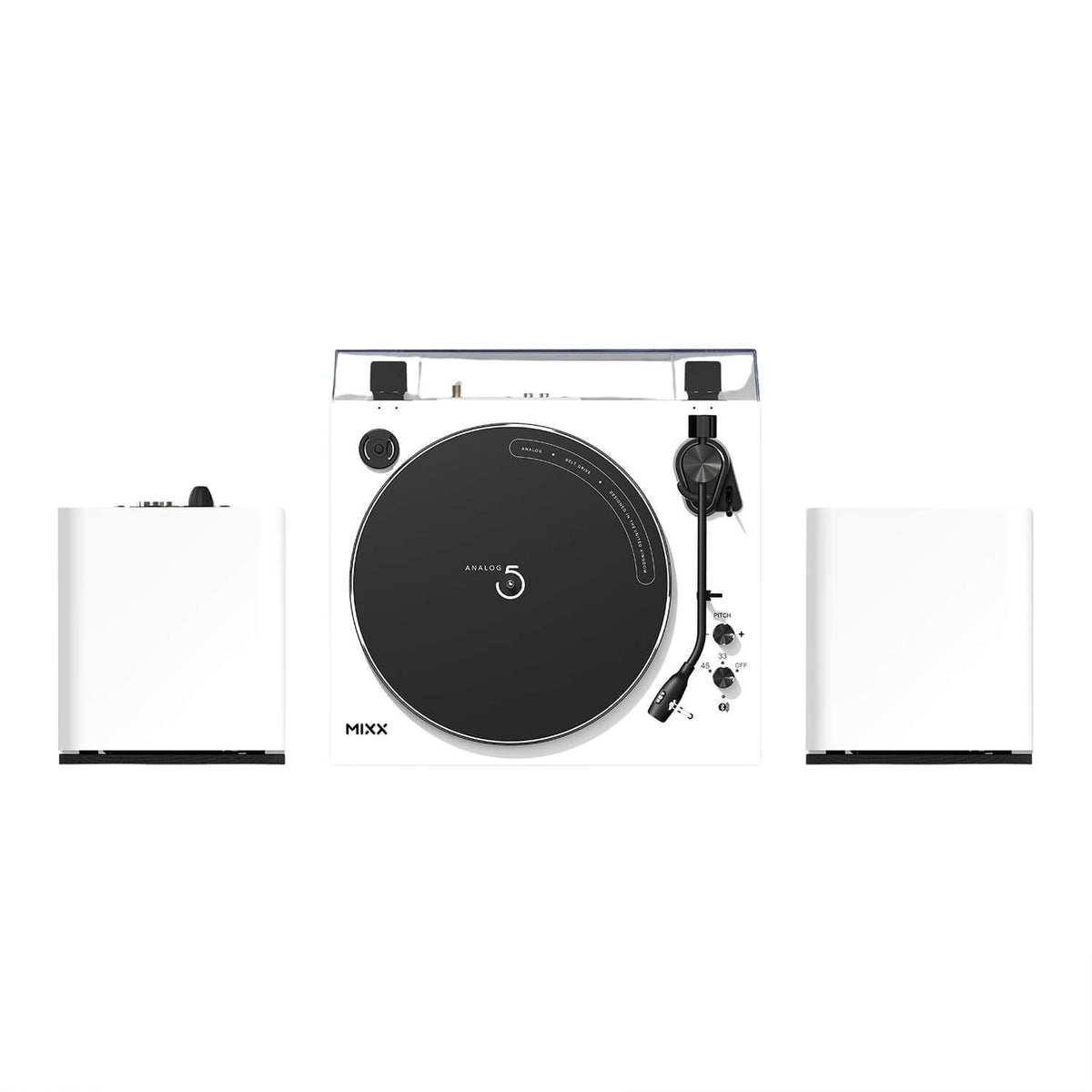 Mixx System 5 Vinyylilevy Soitin Stereo ja Kaiutin Valkoinen