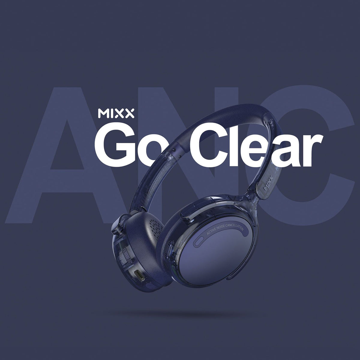 Mixx Trådlöst On-Ear Kuulokkeet StreamQ Go ANC Clear Marinsininen