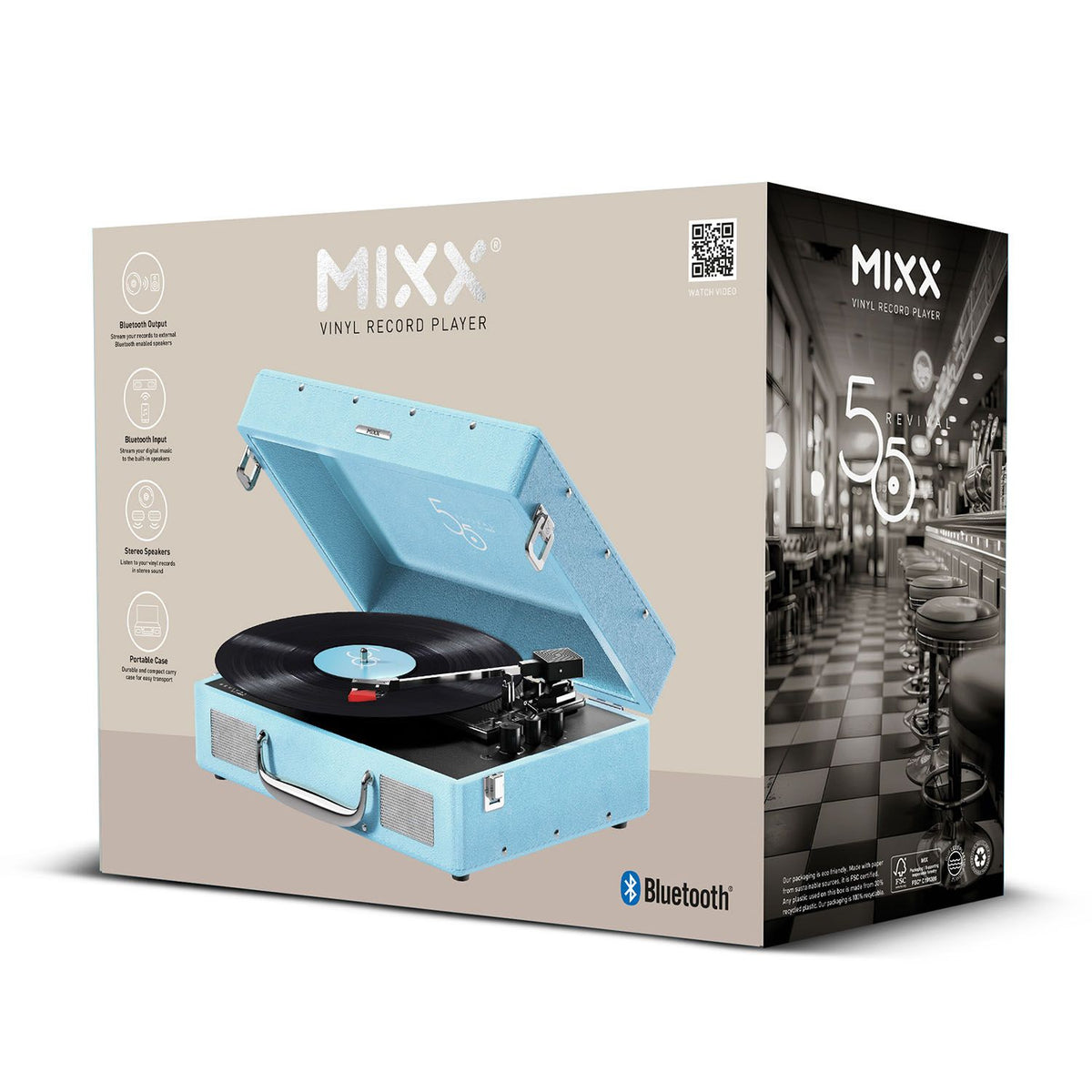Mixx Revival 55 Vinyylilevy Soitin Stereo Turkoosi