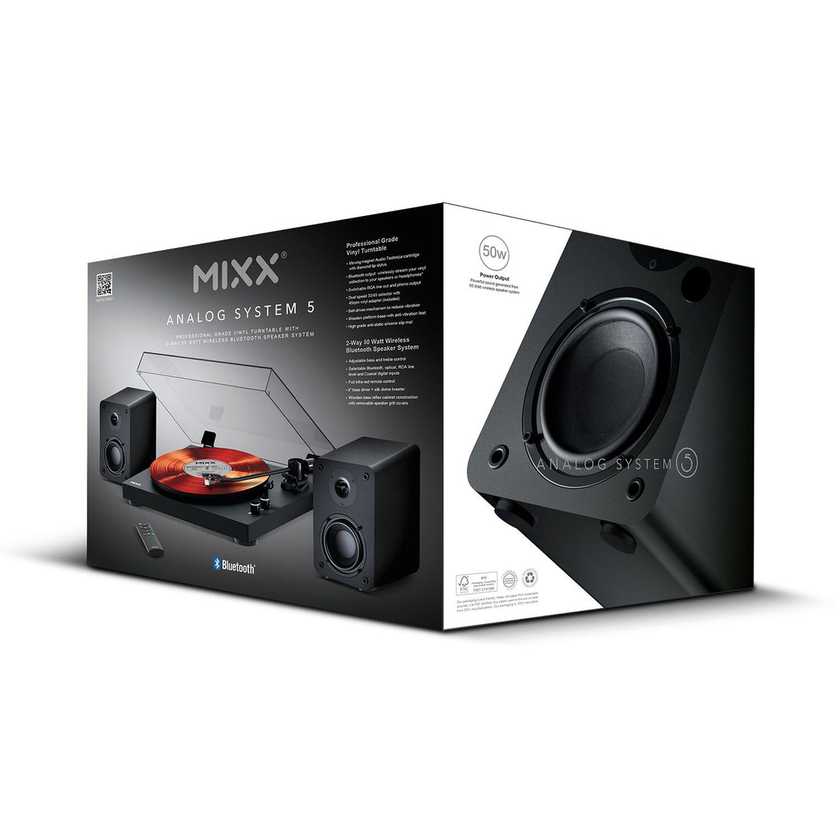Mixx System 5 Vinyylilevy Soitin Stereo ja Kaiutin Musta