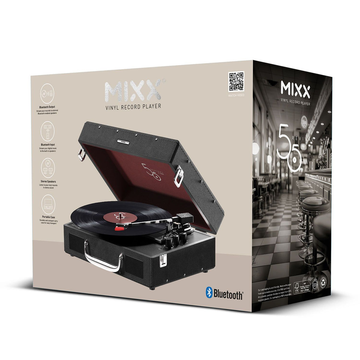 Mixx Revival 55 Vinyylilevy Soitin Stereo Musta