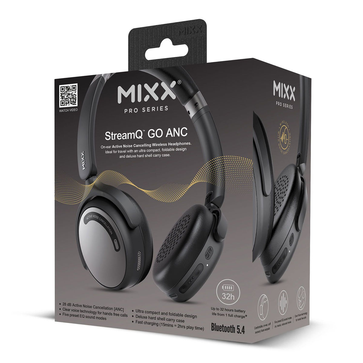 Mixx Trådlösa On-Ear Kuulokkeet StreamQ Go ANC Musta