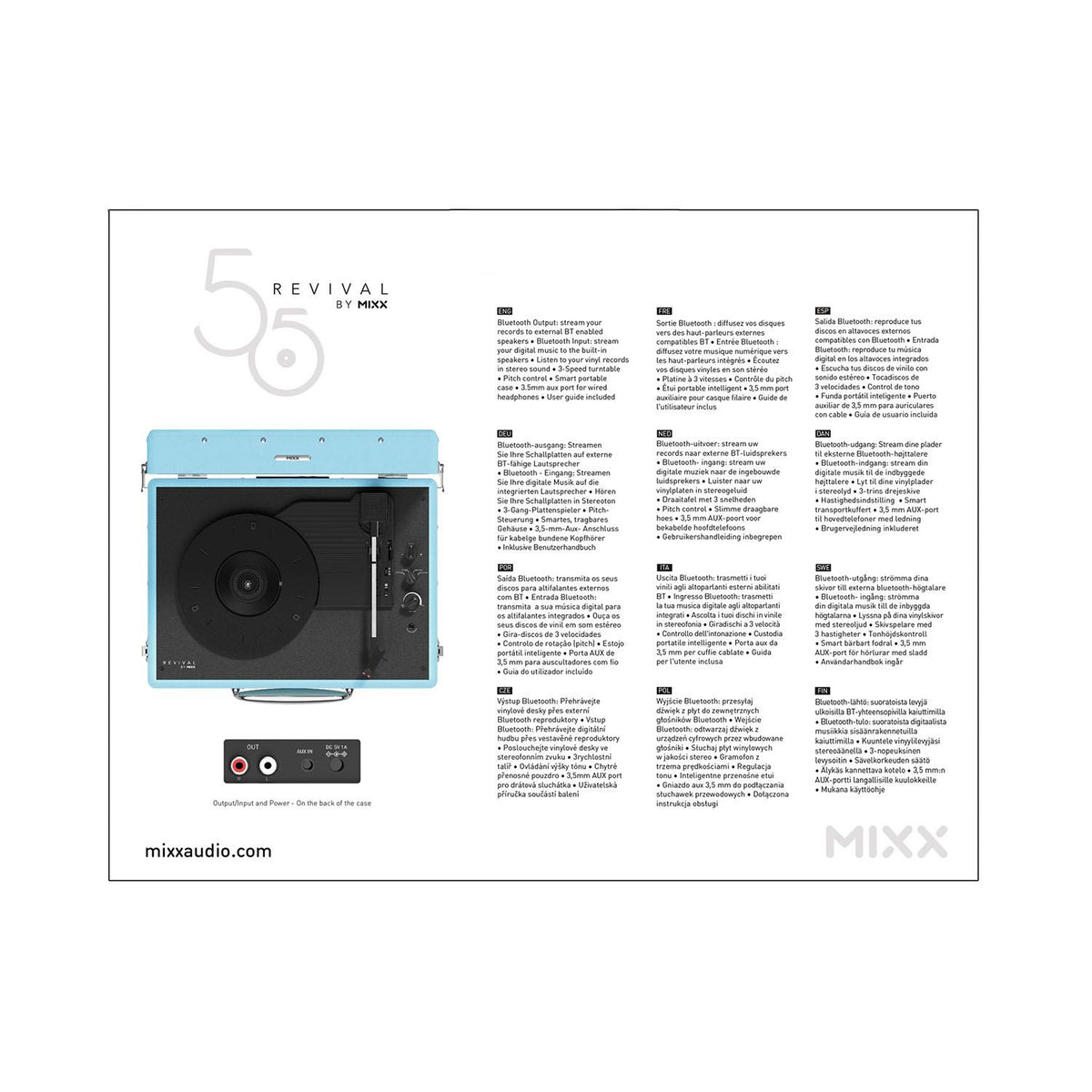 Mixx Revival 55 Vinyylilevy Soitin Stereo Turkoosi