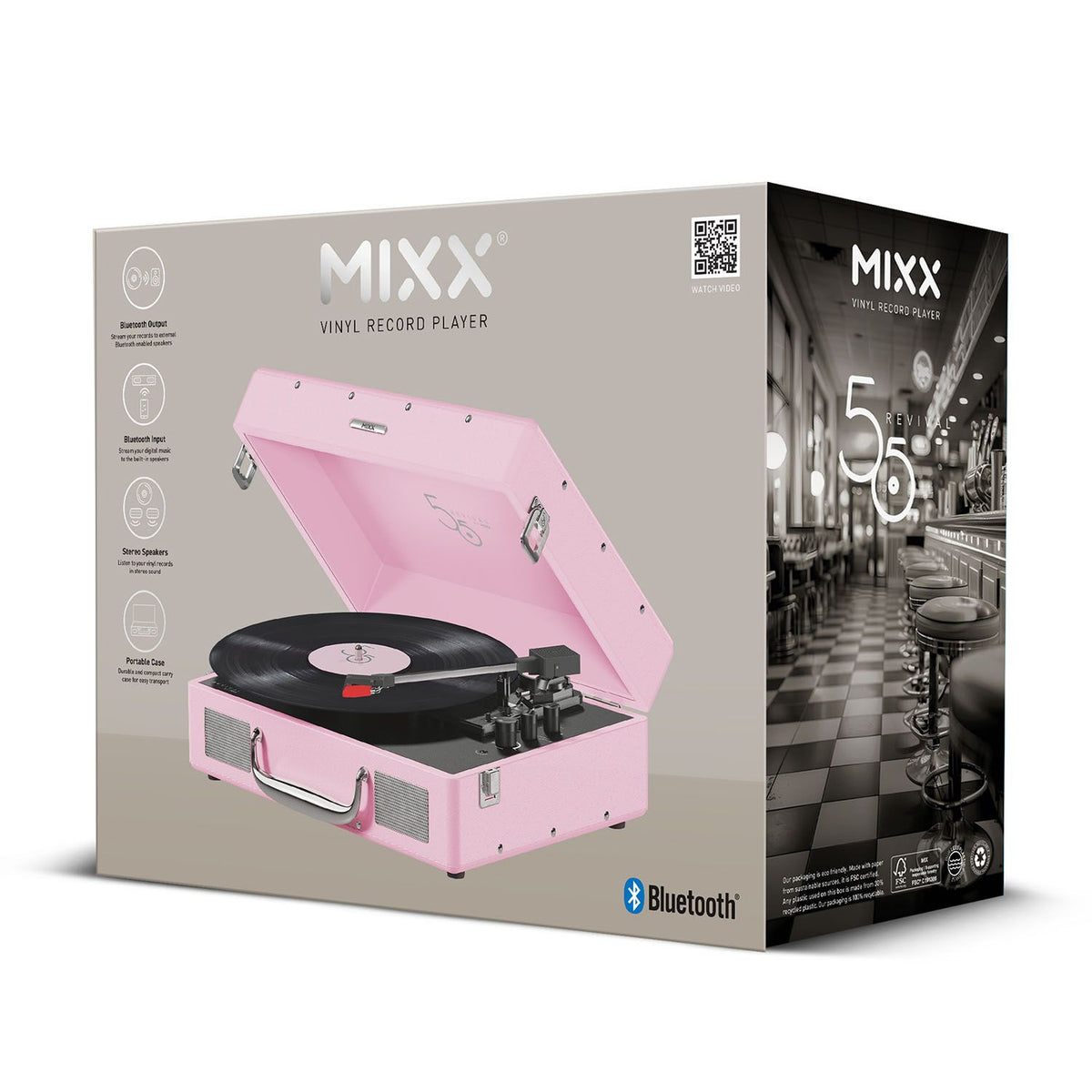 Mixx Revival 55 Vinylsoitin Stereo Vaaleanpunainen