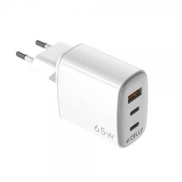 Celly 65 W GaN -seinälaturi, 2 x USB-C & USB-A