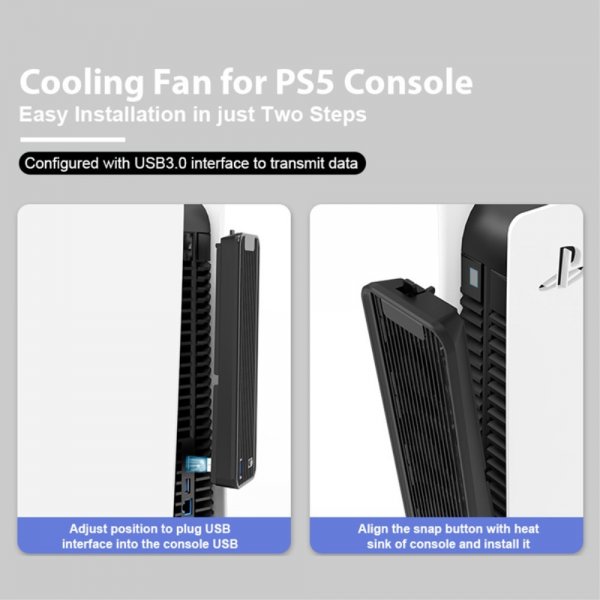 USB 3.0 Jäähdytystuuletin PlayStation 5:lle, musta