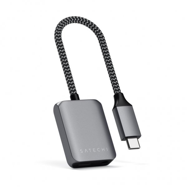 Satechi USB-C–3,5 mm ja USB-C PD -adapteri, harmaa