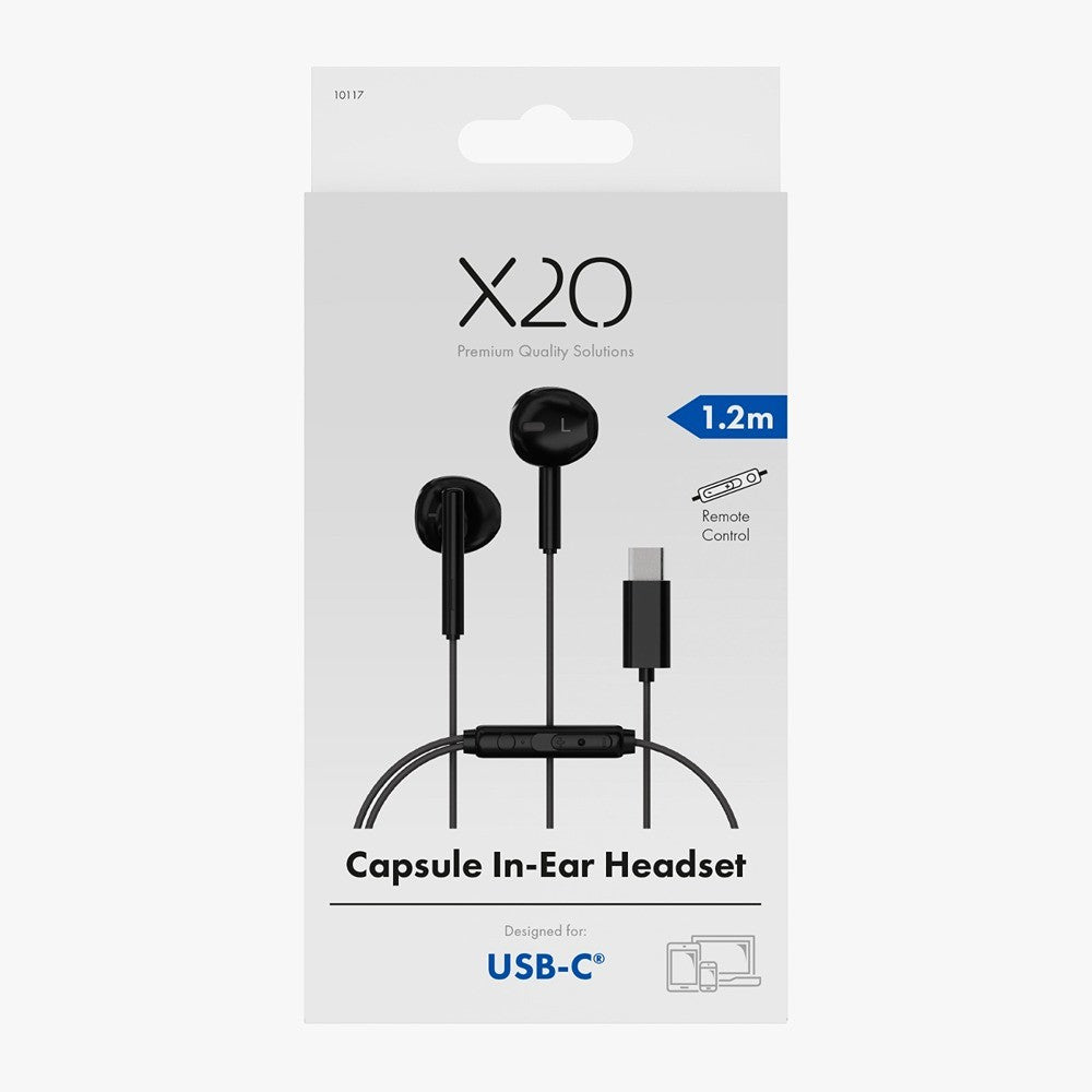 X2O Johdolliset Kuulokkeet USB-C Capsule 1.2m Musta