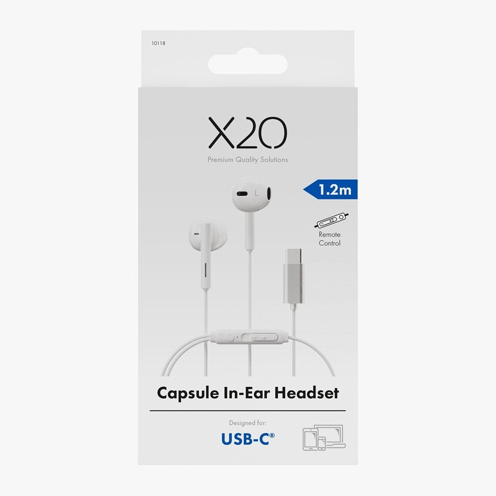 X2O Johdolliset Kuulokkeet USB-C Capsule 1.2m Valkoinen