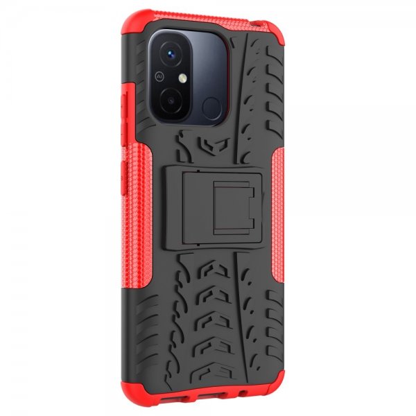 Xiaomi Redmi 12C Kuori Rengaskuvio Jalustatoiminnolla Punainen