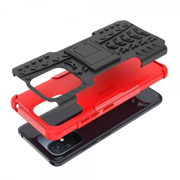 Xiaomi Redmi 12C Kuori Rengaskuvio Jalustatoiminnolla Punainen