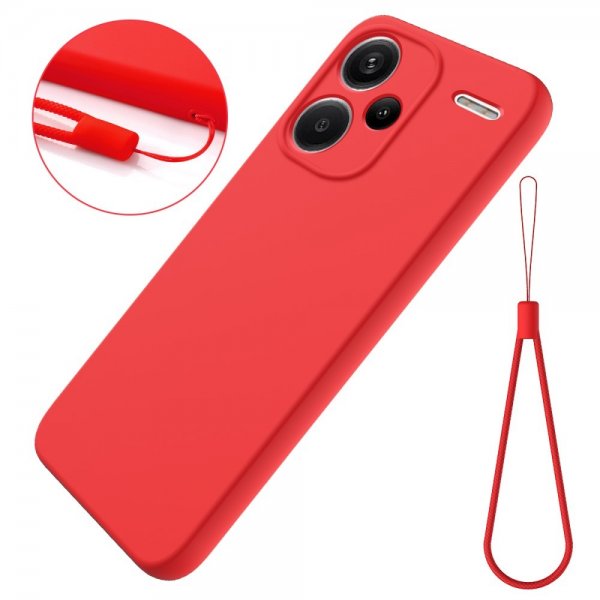 Xiaomi Redmi Note 13 Pro Plus 5G Kuori hihnalla Silikoni Punainen