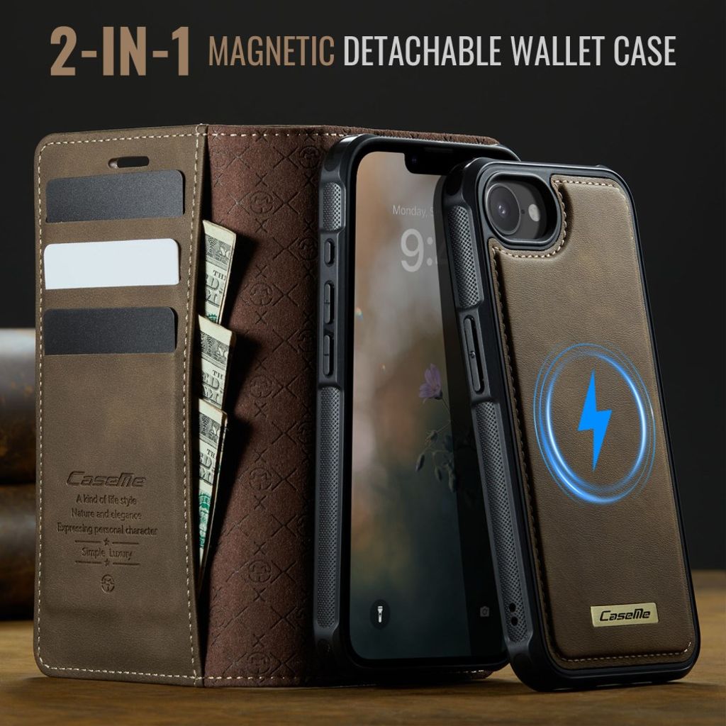 CaseMe iPhone 16e/iPhone 17e Kotelo C49 Series Ruskea
