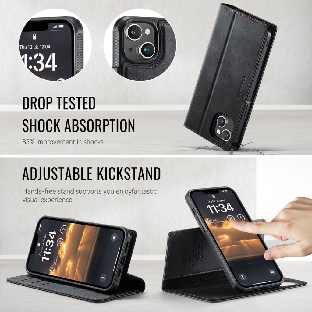 CaseMe iPhone 13 Kotelo C49 Series Musta