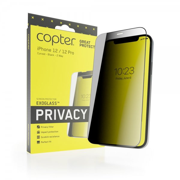 Copter iPhone 12/iPhone 12 Pro Näytönsuoja Exoglass Curved Privacy
