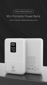 SiGN Mini Powerbank med Display 10 000mAh Valkoinen
