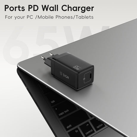 SiGN 65W Snabbladdare USB-C PD Musta