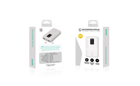 SiGN Mini Powerbank med Display 10 000mAh Valkoinen