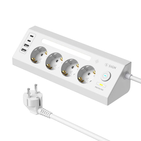 SiGN 4-tie Pöytäjatkorasittimet USB-A/USB-C 1,8m