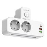 SiGN 2-tie Jatkorasitimet LED-yövalolla 20W USB-A/USB-C