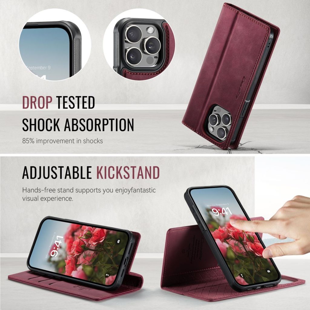 CaseMe iPhone 13 Pro Kotelo C49 Series Punainen