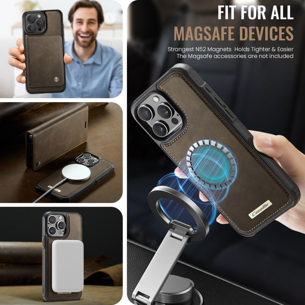 CaseMe iPhone 15 Pro Kotelo C49 Series Ruskea