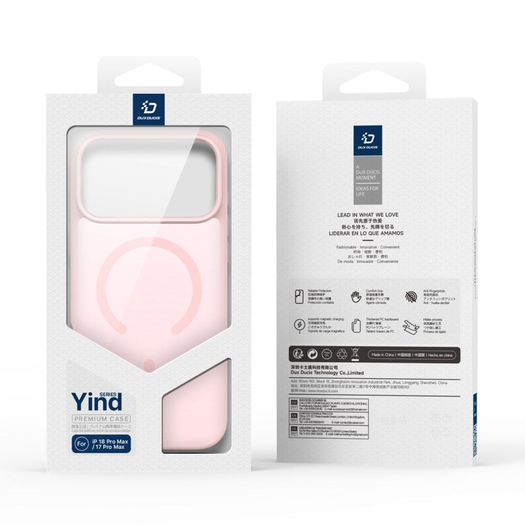 Dux Ducis iPhone 17 Pro Max/iPhone 18 Pro Max Kuori Yind Series MagSafe Vaaleanpunainen