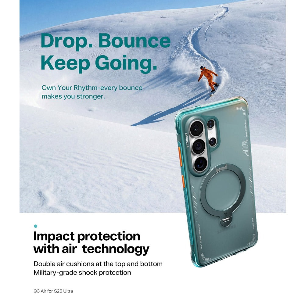 Torras Samsung Galaxy S26 Ultra Kuori Ostand Q3 Air Glacier Sprint