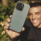Mujjo iPhone 16 Pro Kuori Täysnahkakotelo Livid Green