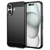 iPhone 16 Kuori Harjattu hiilikuitukuvio Musta