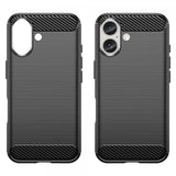 iPhone 16 Kuori Harjattu hiilikuitukuvio Musta