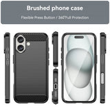 iPhone 16 Kuori Harjattu hiilikuitukuvio Musta