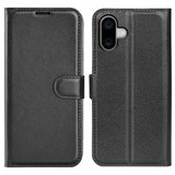 iPhone 16 Plus -kotelo, litsi-nahka, musta