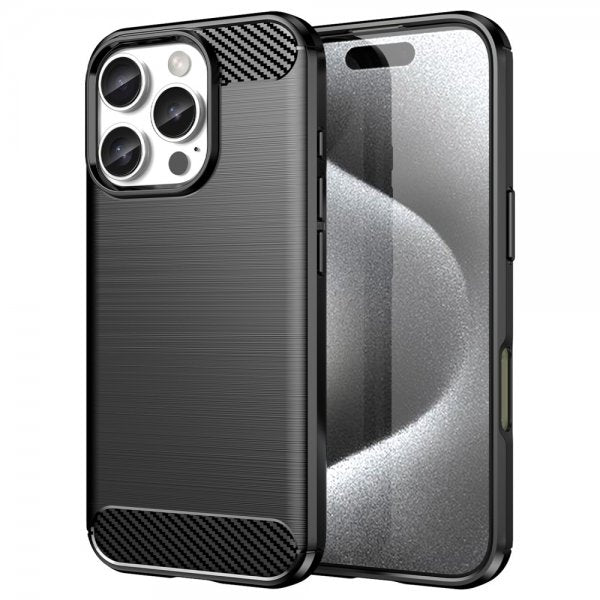 iPhone 16 Pro Kuori Harjattu Hiilikuitukuvio Musta