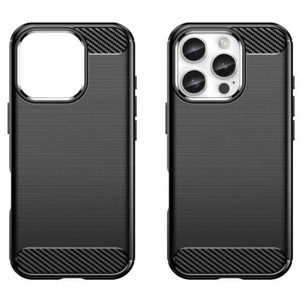 iPhone 16 Pro Kuori Harjattu Hiilikuitukuvio Musta